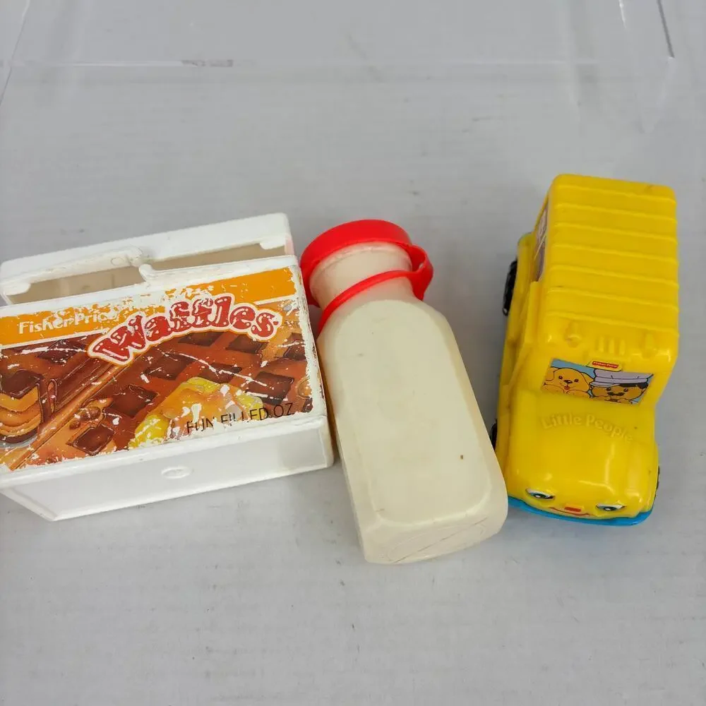Fisher Price Lot of 7 Vintage Replacements Food Waffle Box McDonalds Milk Bus